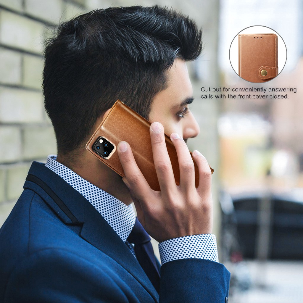 Bao da điện thoại PU có khe cắm thẻ và chân đế cho Apple iPhone 11 Pro Max 6 6S 7 8 Plus XS X XR | BigBuy360 - bigbuy360.vn
