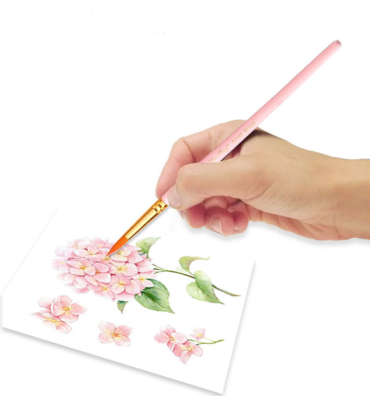 Artist Nylon Paint Brush 10 pcs Professional Watercolor Acrylic Wooden Handle Painting Brushes Art Stationery