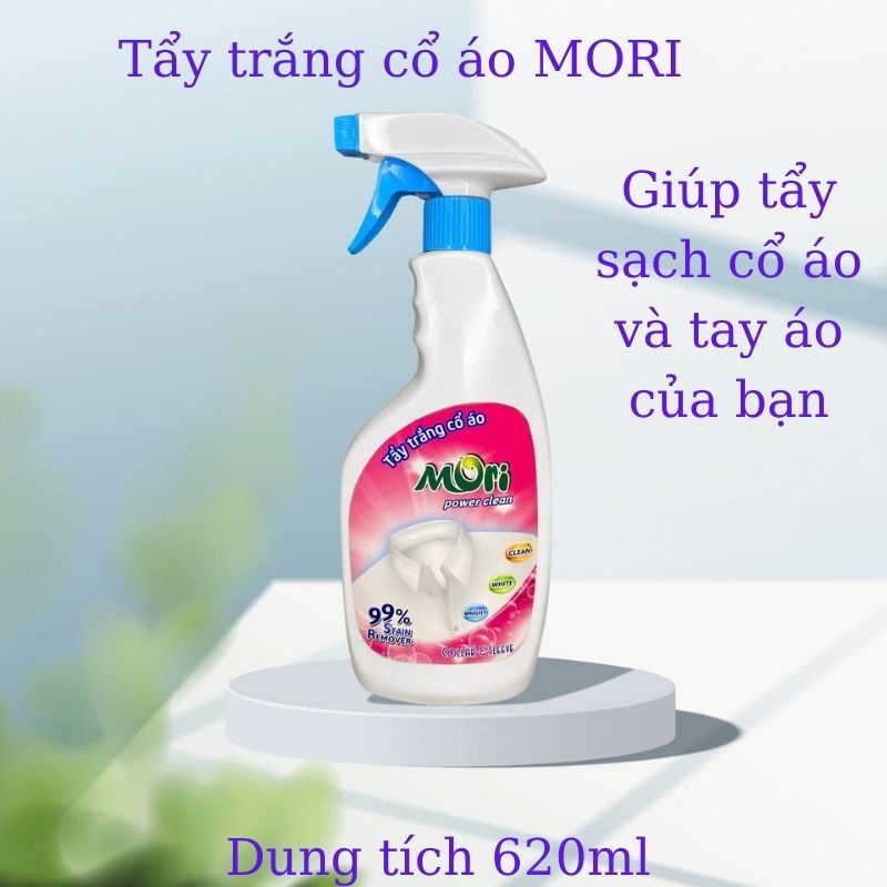 Tẩy trắng cổ áo và tay áo MORI - tẩy sạch các vết bẩn cứng đầu trên cổ áo, tay áo, chai 620ml