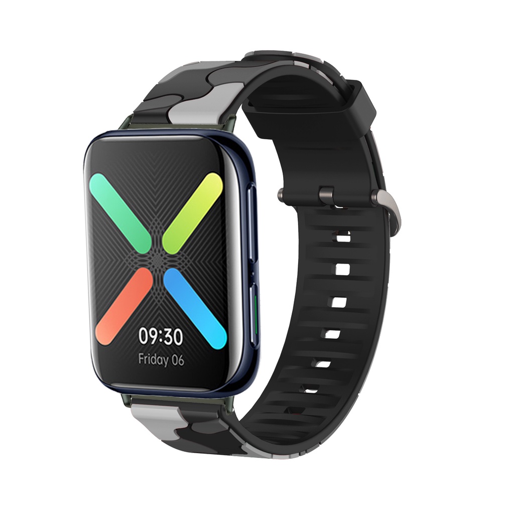 Dây Đeo Silicon Mềm Họa Tiết Rằn Ri Cho Đồng Hồ Thông Minh Oppo 41mm 46mm