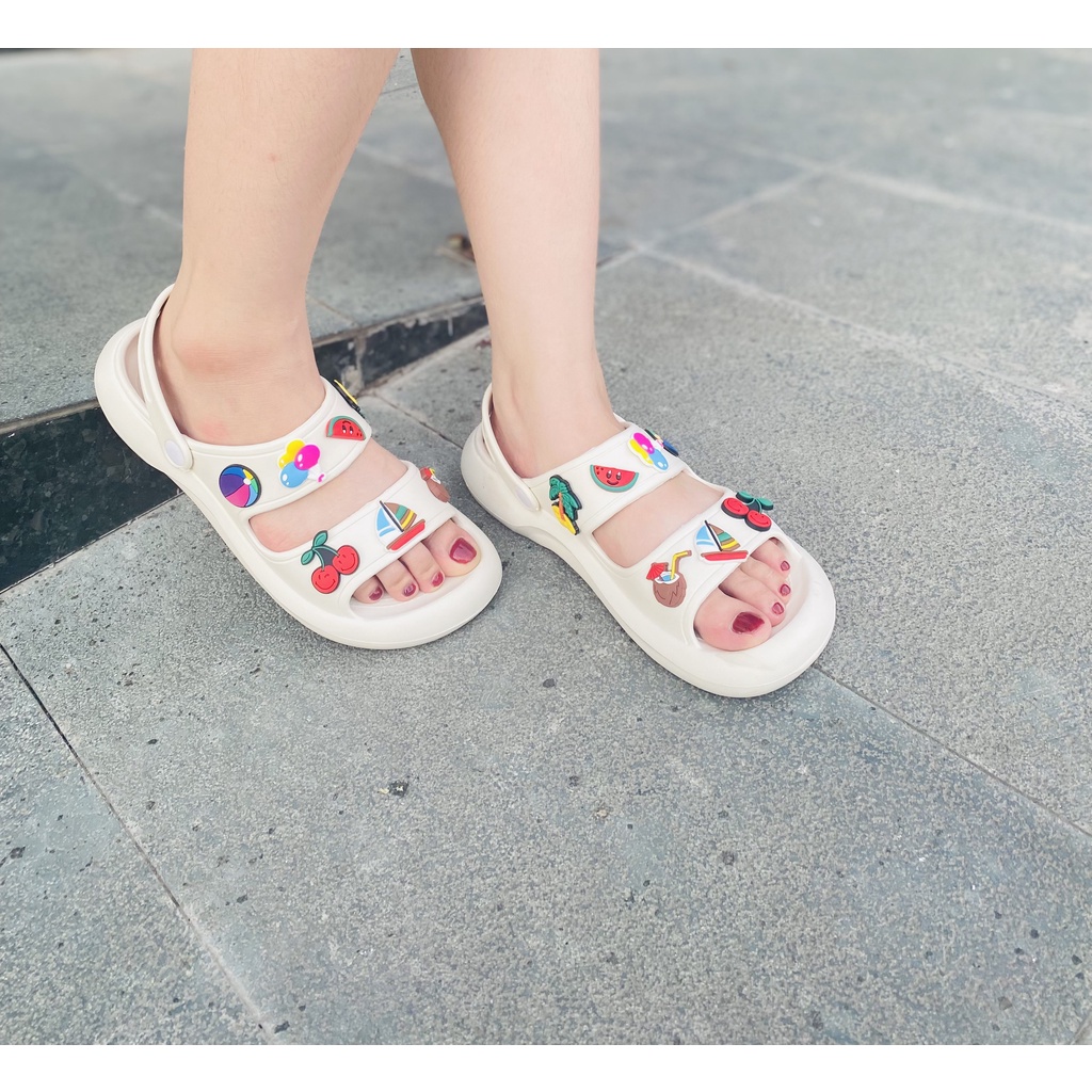 Dép Crocss , Dép nữ quai hậu chất liệu eva cao cấp, đế cao 3 phân tặng kèm sticker
