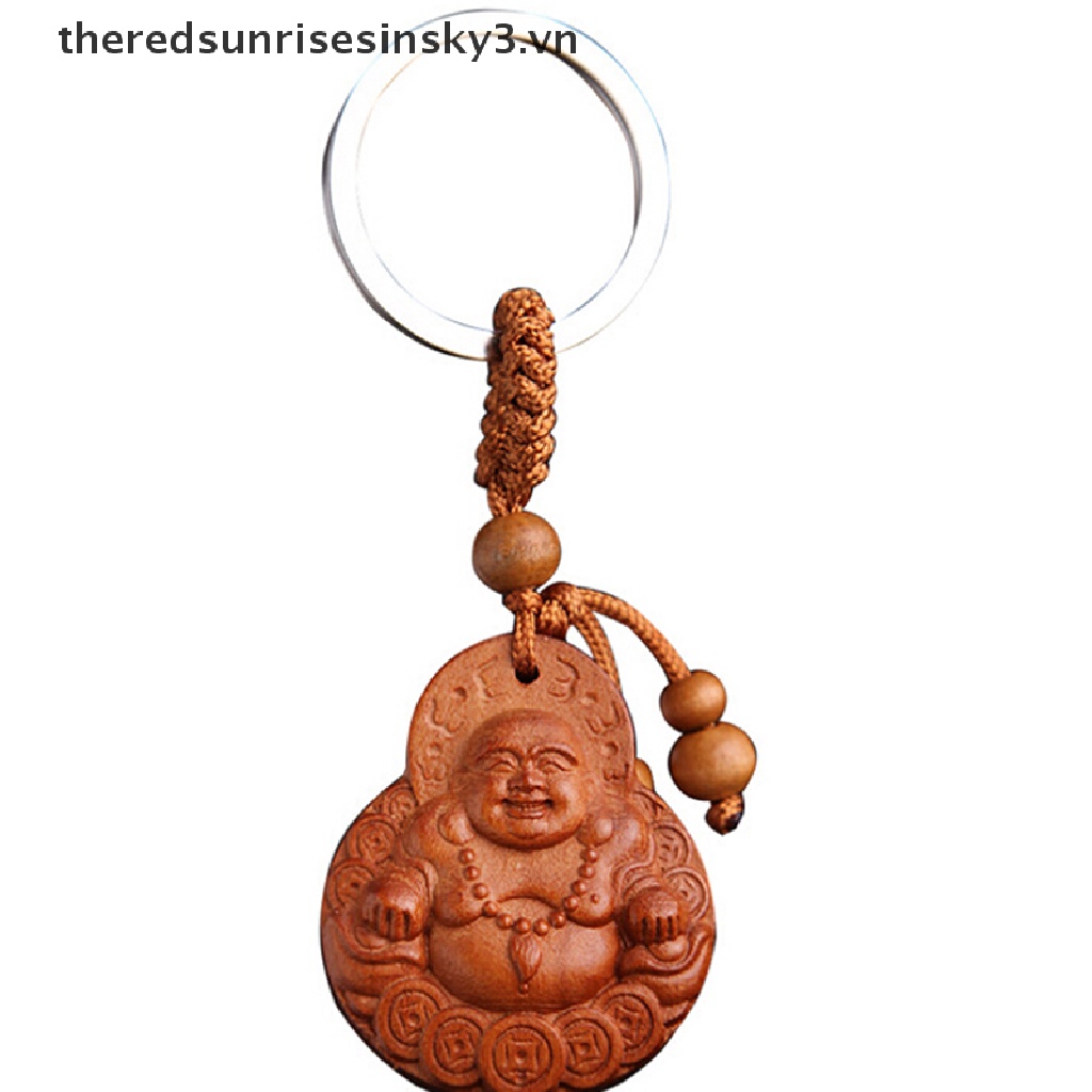 Móc khóa hình phật bằng gỗ dùng làm quà tặng