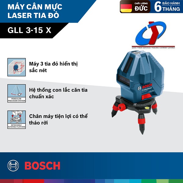 [Chính hãng] Máy cân mực laser tia Bosch GLL 3-15X (Máy vạch đường chuẩn)