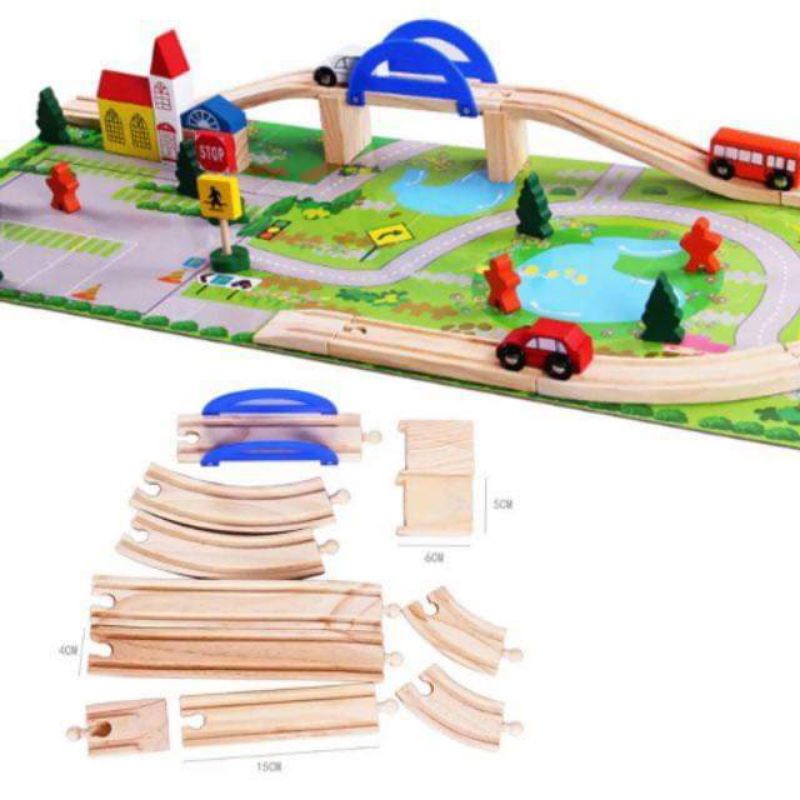 Bộ mô hình giao thông đường ray đồ chơi gỗ thông minh cho bé