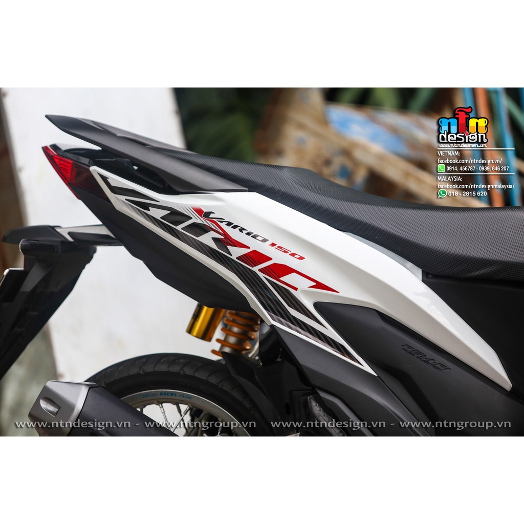 Tem Rời Dán Xe Vario 2018 Mẫu Đen Trắng Đỏ Cực Đẹp, Hàng 3 Lớp Chất Lượng Cao