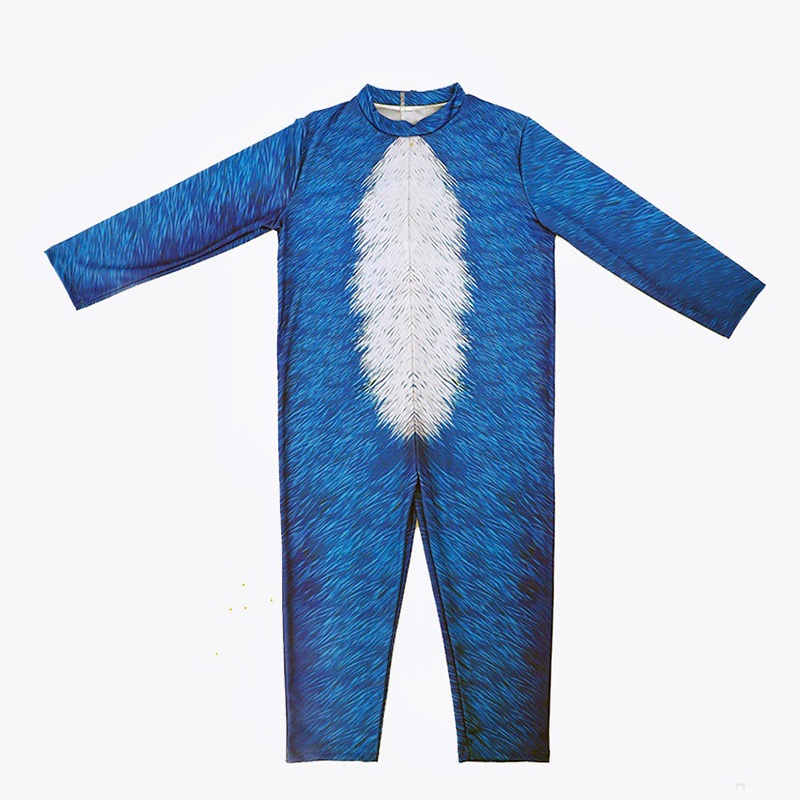 Children Anime Game Blue Hedgehog Sonic Cosplay Costume Funny Halloween Carnival Jumpsuits With Hat Gloves Sets