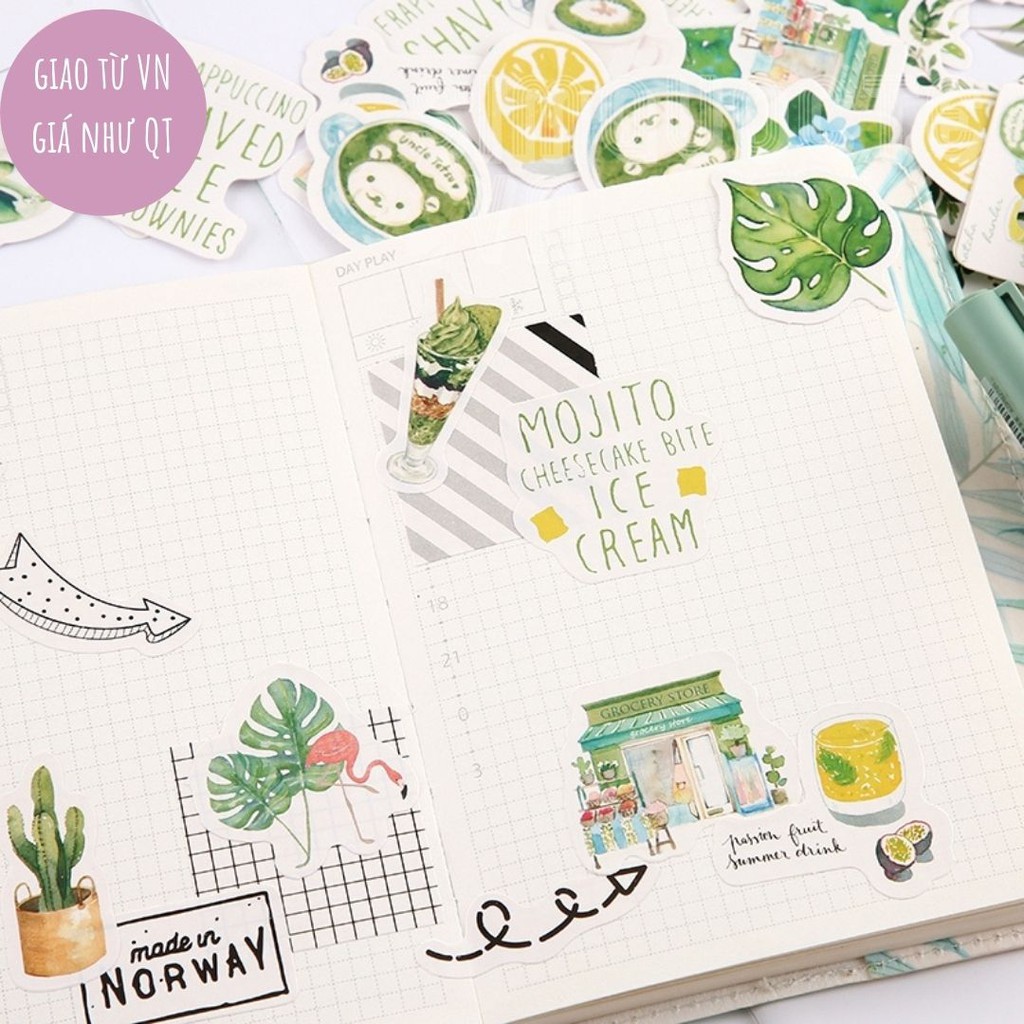 Hộp 46 miếng dán sticker thiết kế độc đáo dễ thương dùng trang trí tiện lợi Box Sticker ST100