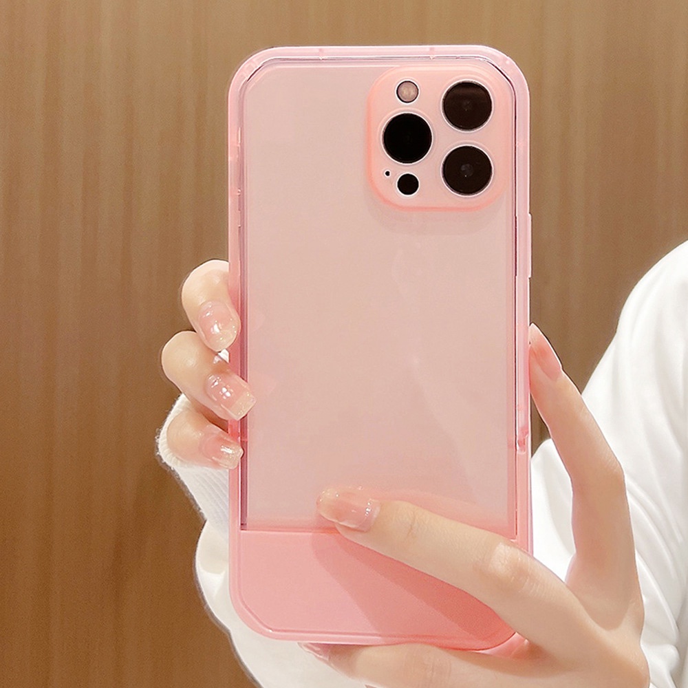 Ốp Điện Thoại Silicon tpu Trong Suốt Có Giá Đỡ Cho iphone 11 12 13 pro max mini XR XS 7 8 plus