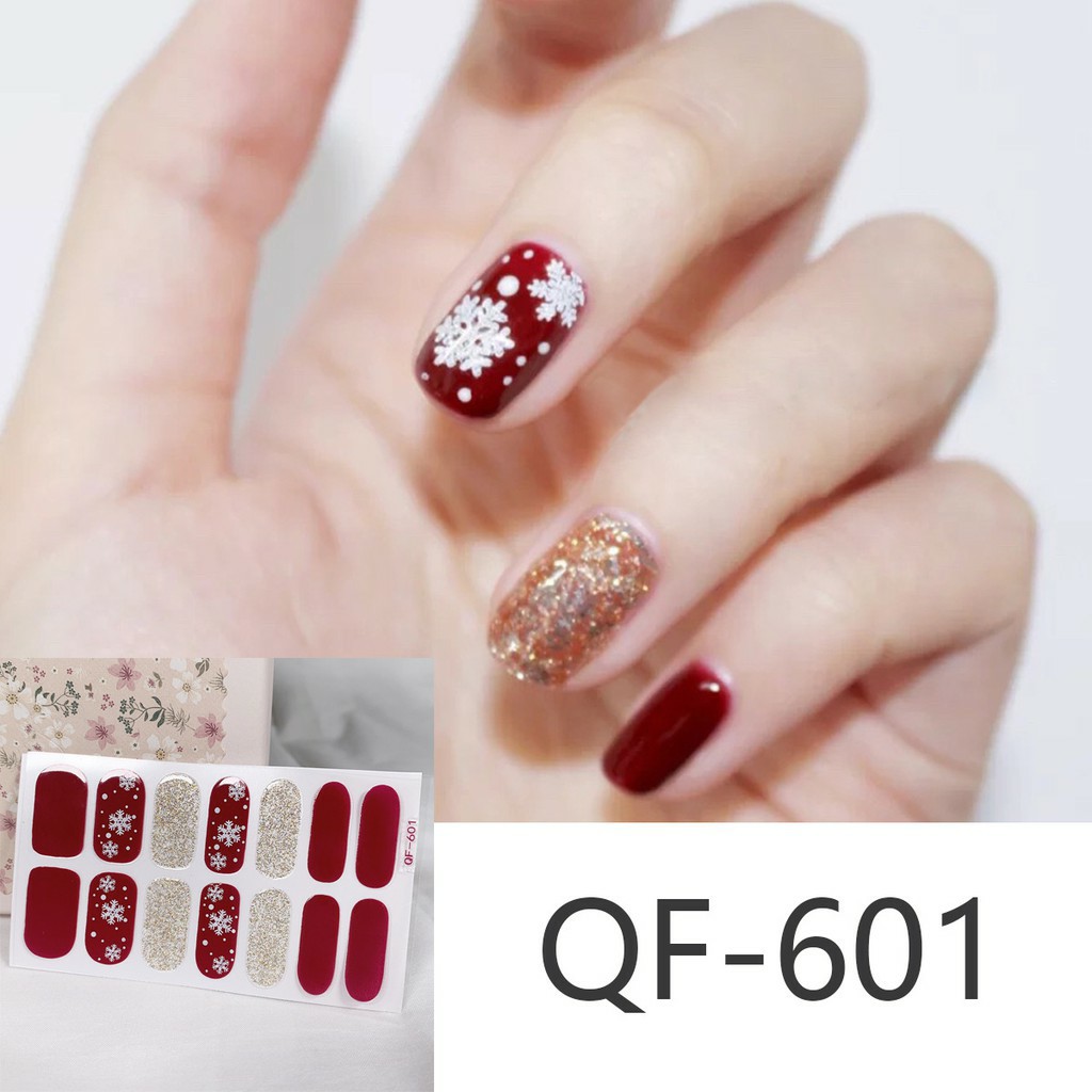 Miếng dán móng tay Nghệ thuật Phong cách Hàn Quốc Stickers Nails Wraps Nail Art hình Giáng Sinh Noel