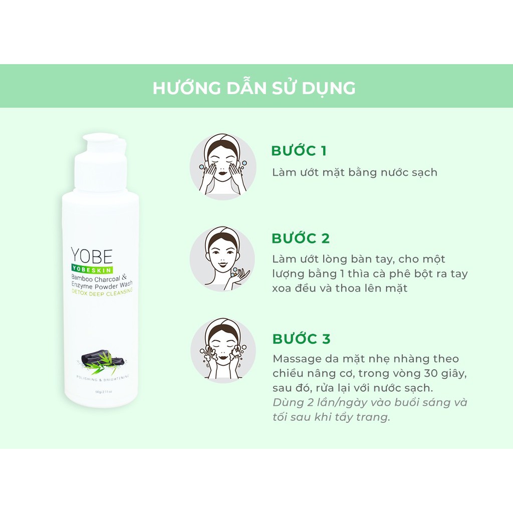 BỘT RỬA MẶT DÀNH CHO Nam/ Nữ THAN TRE HOẶT TÍNH YOBECELL GIÚP DA SẠCH SÂU