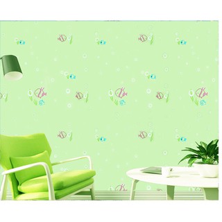 Cuộn 1M PVC giấy dán tường - CÁ NỀN XANH LÁ KT073