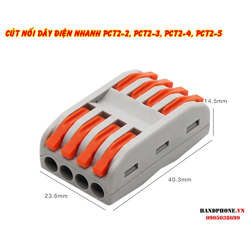 Cút Nối Dây Điện Nhanh PCT / KV774, Cốt Nối Dây Điện, Cos Nối Điện, Đầu Nối Dây Điện  KV774 / PCT 2-2, 2-3, 2-4, 2-5
