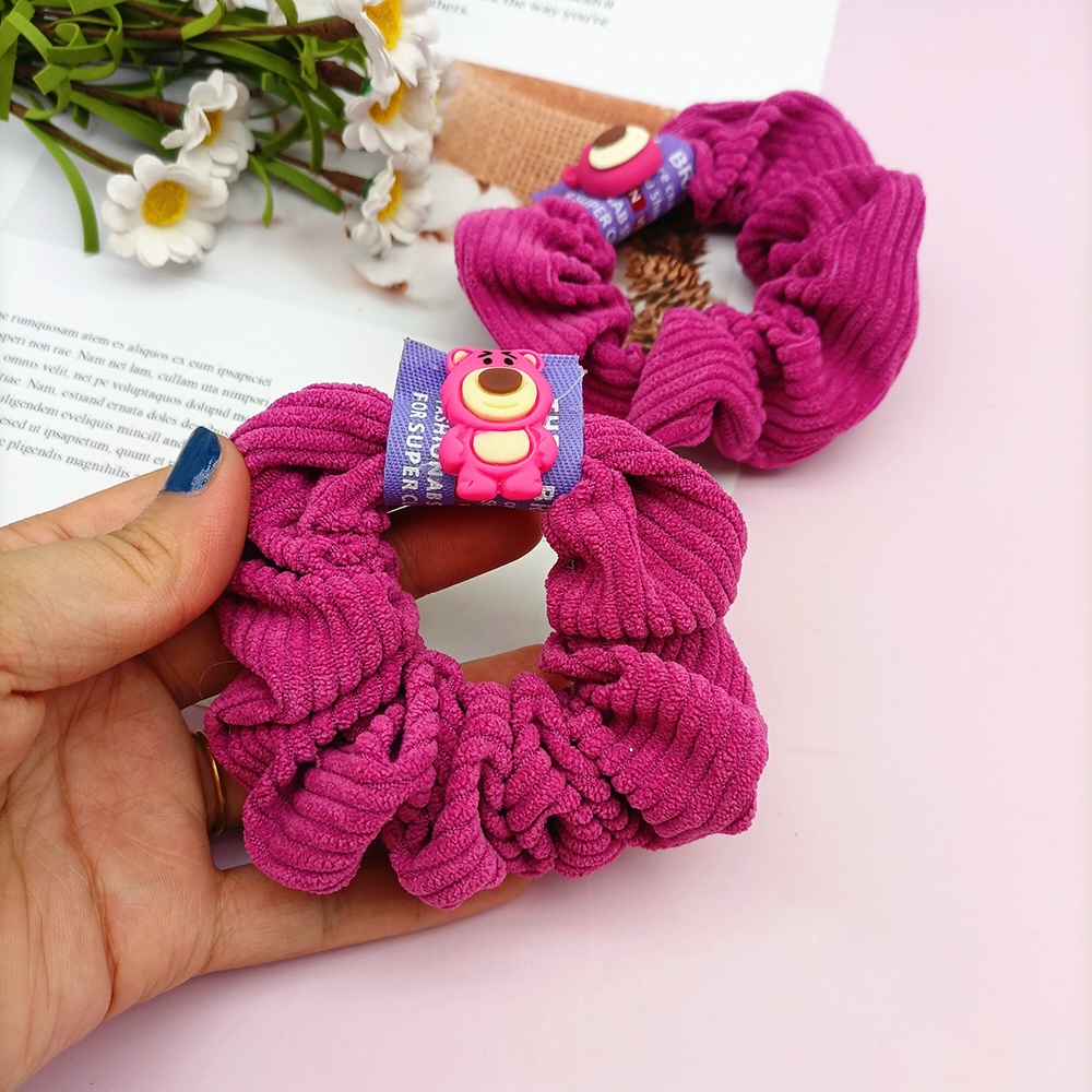 Dây Buộc Tóc Co Giãn Màu Đỏ Họa Tiết Gấu Phong Cách Cổ Điển Thời Trang Cho Nữ