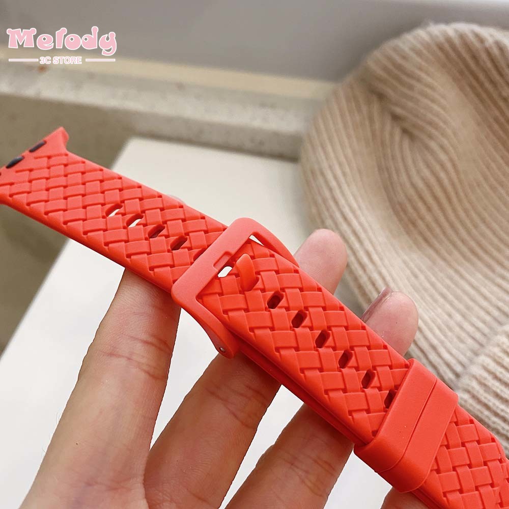 Dây đeo silicon bện thích hợp cho đồng hồ thông minh Apple Watch Series 7/ 6/ SE/ 5 iwatch 45/ 44/ 42/ 41/ 40/ 38mm