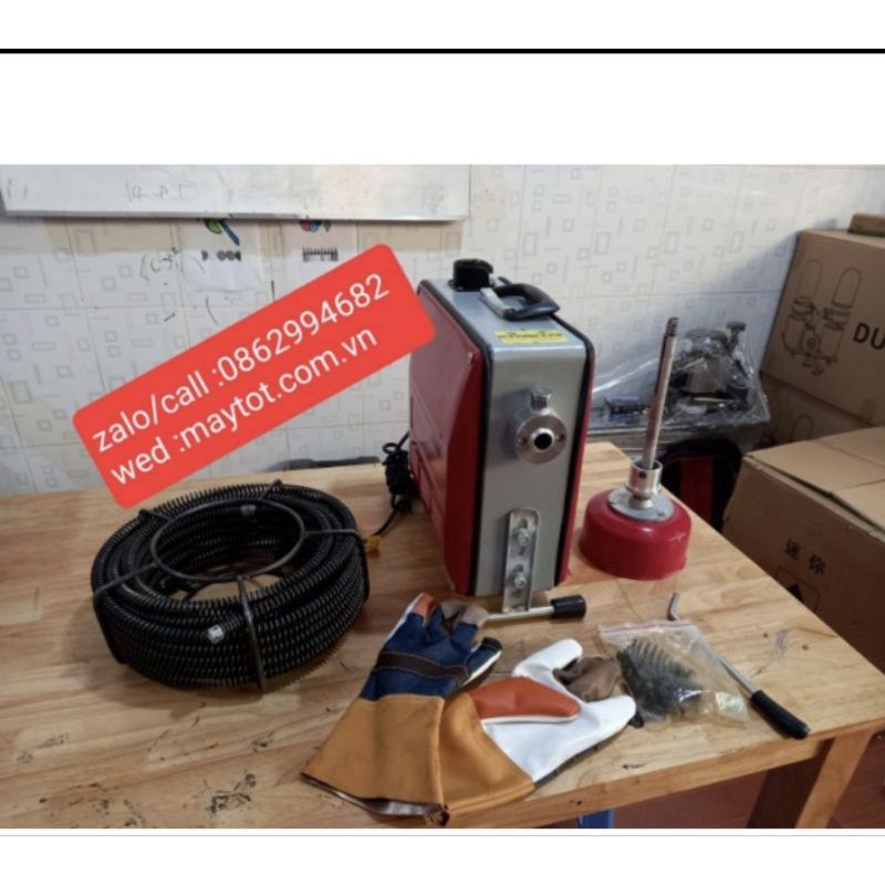 Máy Thông Tắc Cống lò xo GQ-100A công suất 900w kèm dây phi8 và phi 16 +6 đầu thông