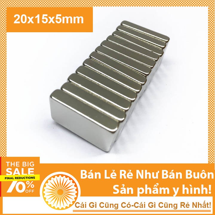 Nam châm siêu mạnh 20x15x5mm hình chữ nhật