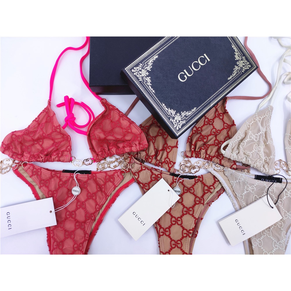 GUCCI Bộ Đồ Lót Ren Quyến Rũ Sang Trọng Cho Nữ