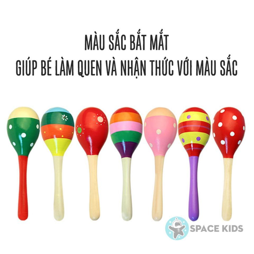 Đồ chơi gỗ Lục lạc, Xúc xắc gỗ đầu tròn cho bé nhiều màu sắc Space Kids