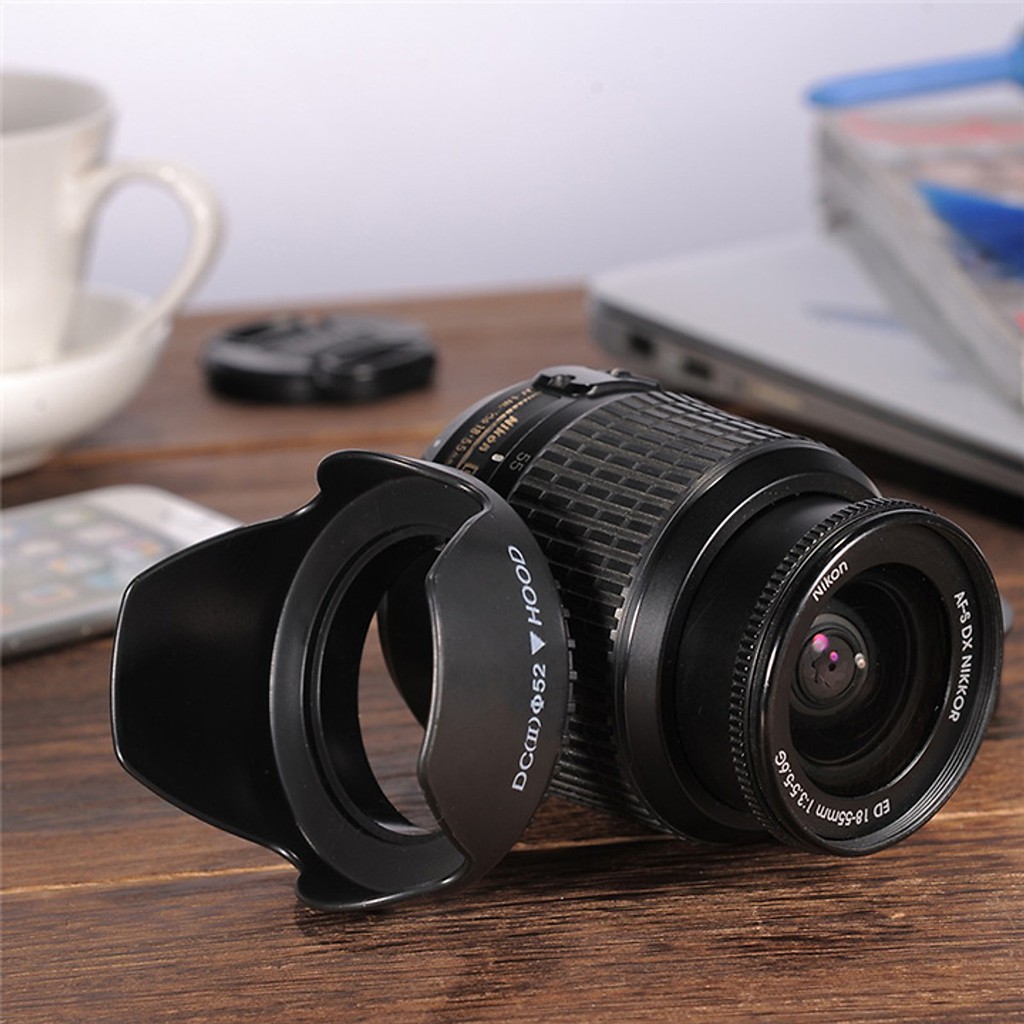 Lens hood 52mm 58mm 77mm vặn răng Cho Ống Kính Máy Ảnh