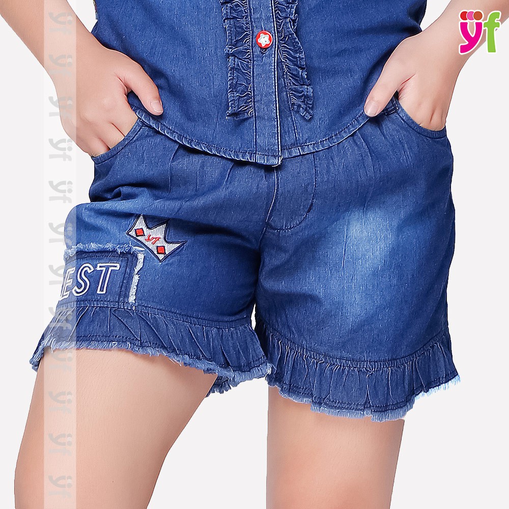 Quần Short ngắn YF lai bèo, vải cotton mềm mịn, thoáng mát 9QX535