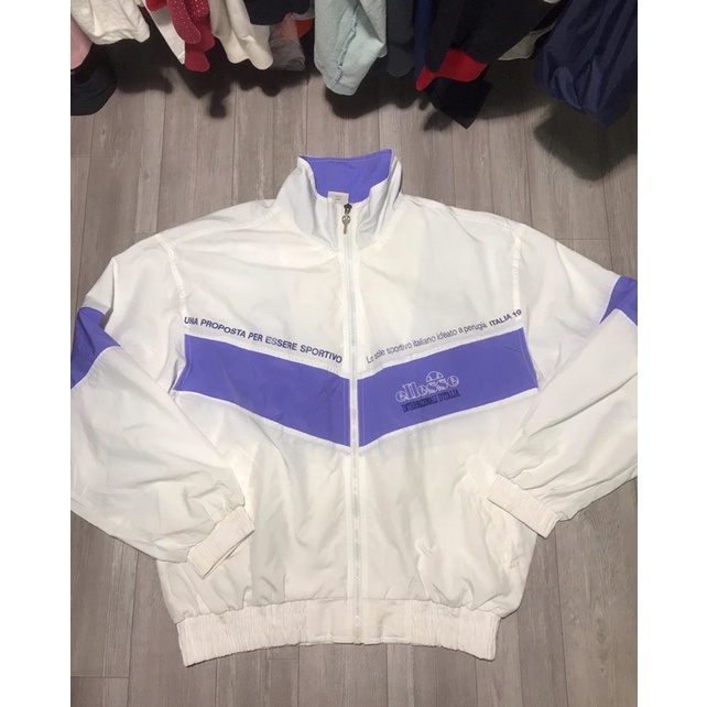 Áo khoác thể thao hiệu ELLESSE vintage 90s màu trắng phối xanh size L/62x59