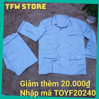 [109k 1 bộ] Bộ pijama nam trung niên vải kate kẻ sọc (pyjama, dài tay), quần áo mặc nhà, bộ ngủ cho ông, cho bố -Hàng VN