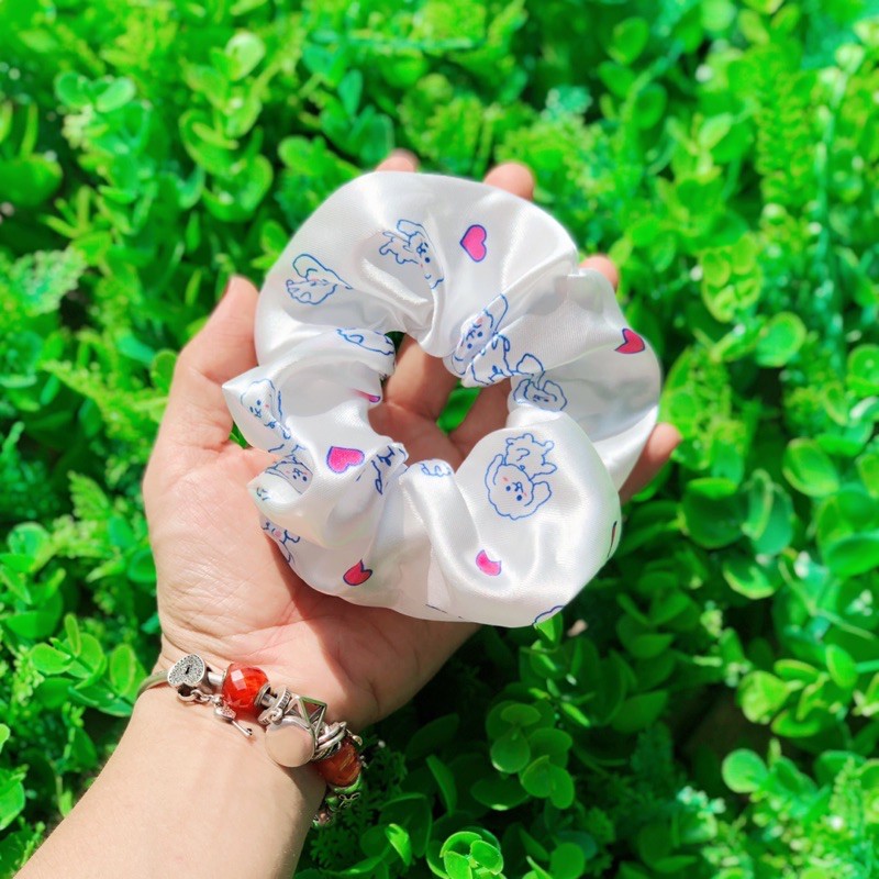 Buộc tóc SCRUNCHIES vải phi bóng hoạt hình (bò sữa, khủng long, bạch tuộc...)