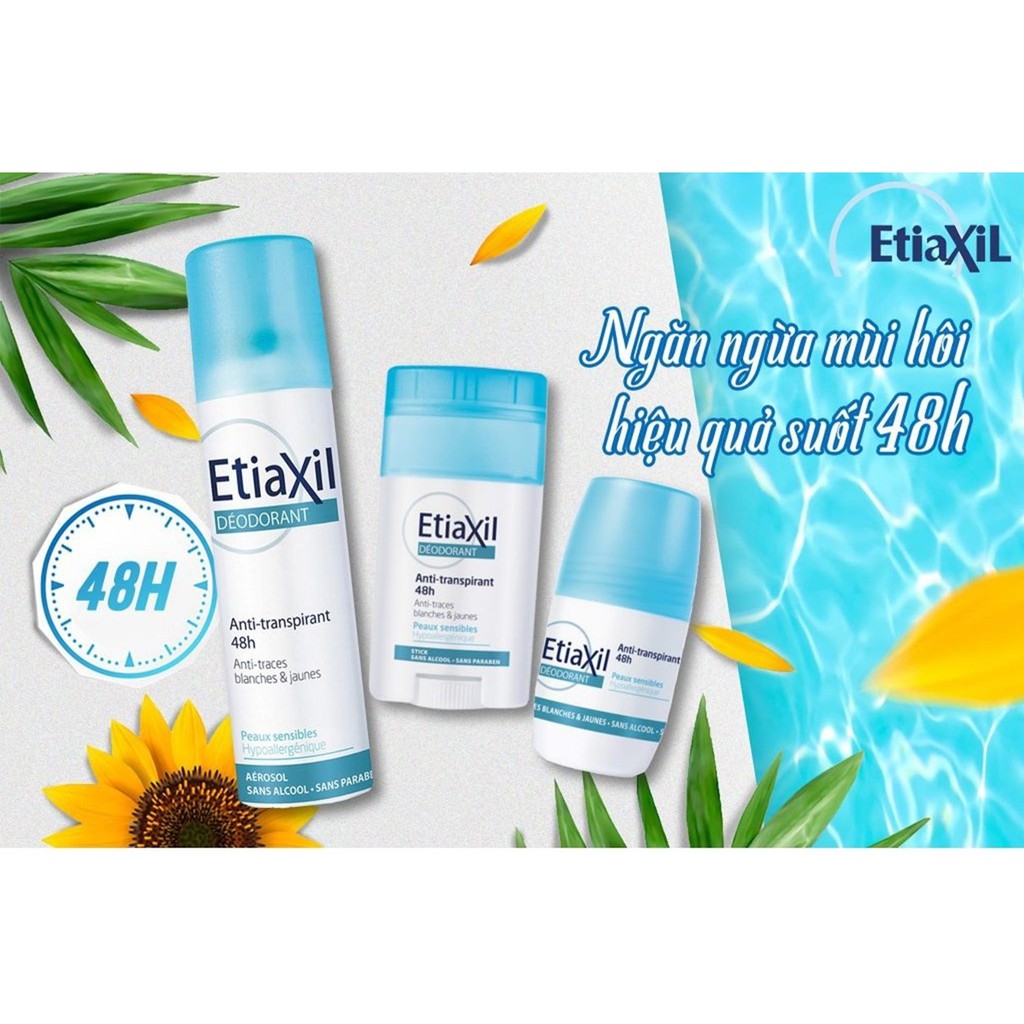 Lăn Ngăn Khử Mùi Giảm Tiết Mồ Hôi Etiaxil Deodorant Anti Transpirant 48h (50ml)