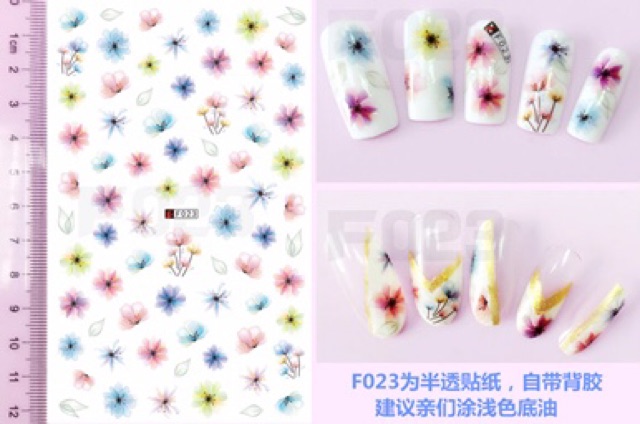 Sticker hình hoa 3d dán móng trang trí nail đẹp