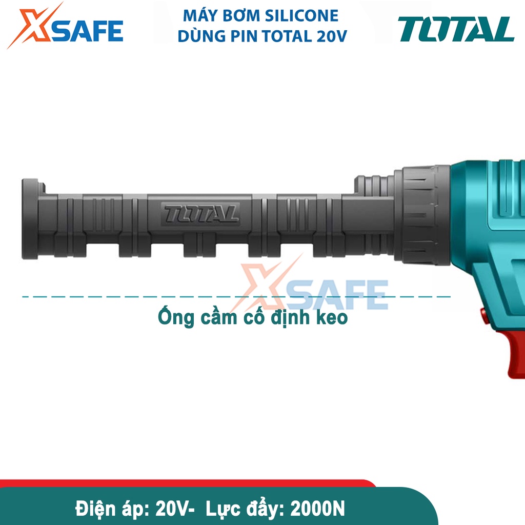 Máy bơm silicon TOTAL TCGLI2001, dụng cụ bơm keo dùng pin 20V  lực đẩy 2000N, tốc độ dán 0,5mm/s-4,4mm/s - CHÍNH HÃNG
