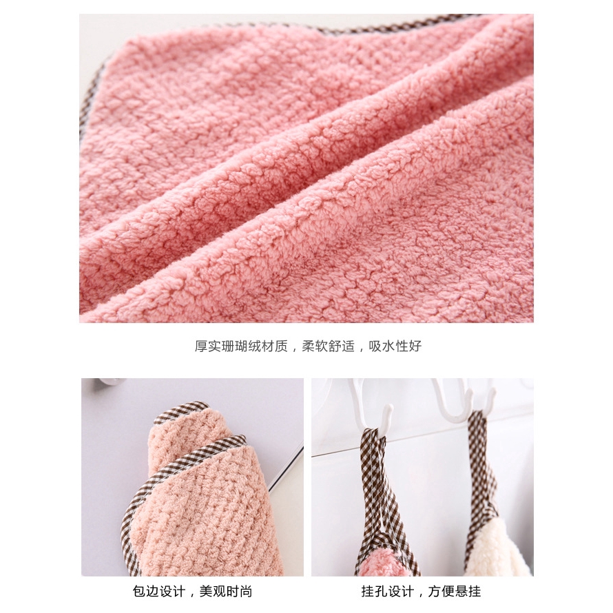 Khăn lau chén đĩa chất vải lông cừu san hô thấm hút họa tiết quả dứa có thể treo