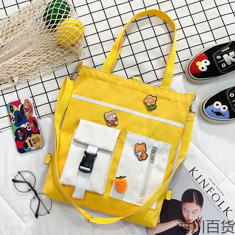 Túi đeo chéo, túi tote vải bố nhiều ngăn đi chơi, đi học