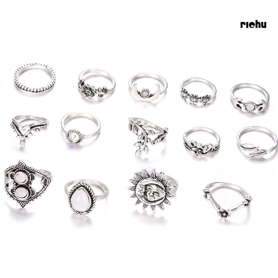 Set 14 Nhẫn Tay Vintage Thời Trang Cá Tính Cho Nữ