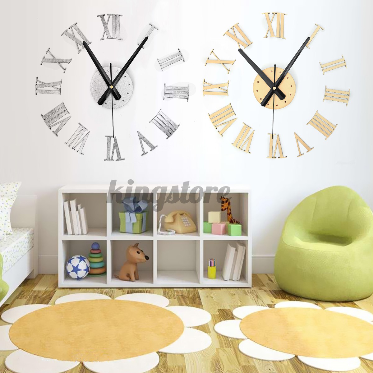 Morden Large 3D DIY Wall Clock Mirror Surface Sticker Round Home Office Decor