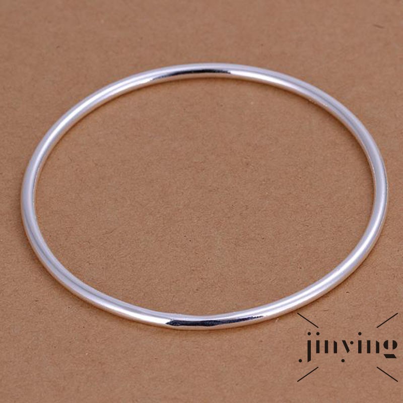 GETNOIVAS Vòng đeo tay tròn mạ bạc 925 thời trang dành cho nam và nữ 3mm