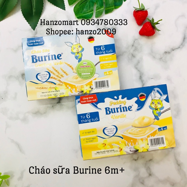 Cháo sữa / Pudding Burine đủ vị cho bé ăn dặm