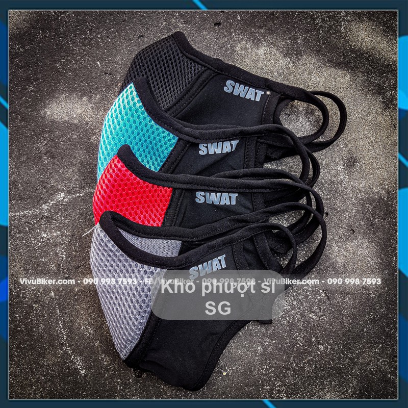 Khẩu trang vải 3 lớp cao cấp Swat X1 màu đen chống bụi logo phản quang | BigBuy360 - bigbuy360.vn