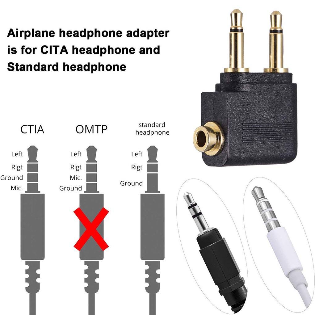 [Coco] Dual 3 5mm Male to 3 5mm Female AUX Audio Jack Adapter Airplane Travel Earphone Golden Plated Converter
