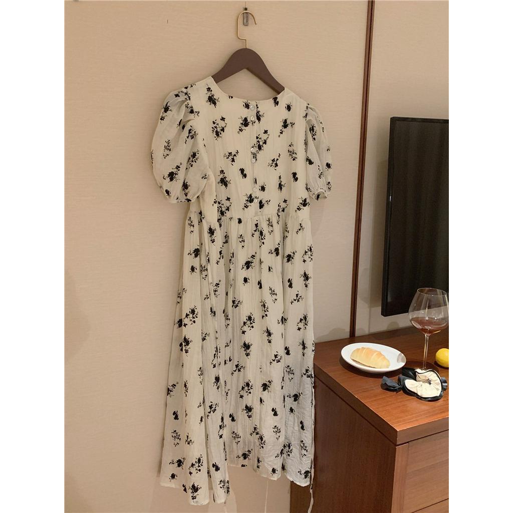 Đầm Cổ Tròn Họa Tiết Hoa Phong Cách Hàn Quốc 53638