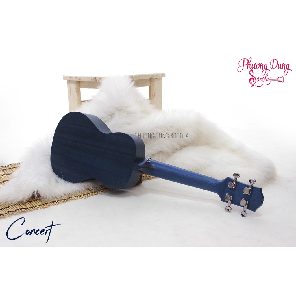 Đàn Ukulele Gỗ chính hãng Kaysen size Concert  - Màu Xanh Đen - Blue