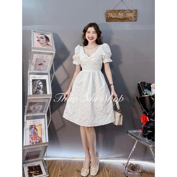 Đầm váy xốp trắng dự tiệc sang trọng dáng dài hottrend chất đẹp | BigBuy360 - bigbuy360.vn