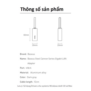 [USB sang cổng mạng LAN] Baseus USB A GIGABIT LAN ADAPTER