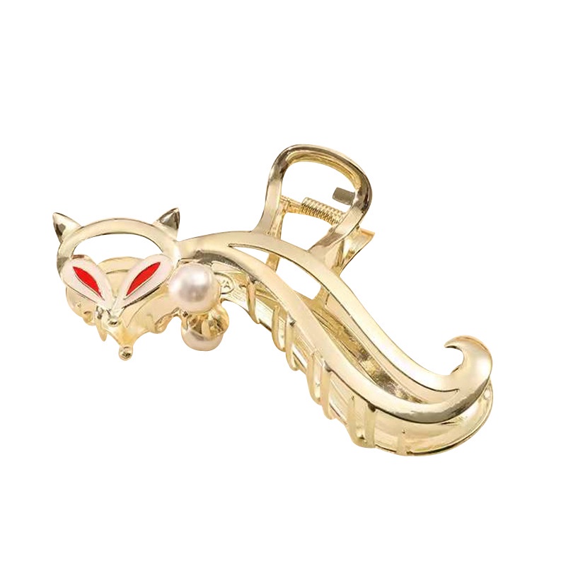 Kẹp Tóc Cá Mập Bằng Lông Cáo Vàng Cảm Giác Lớn Độc Đáo Chất Lượng Cao Phong Cách Mới