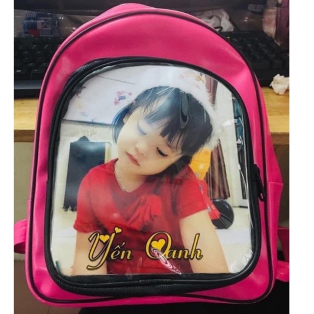Balo bé in hình ghi chữ theo yêu cầu