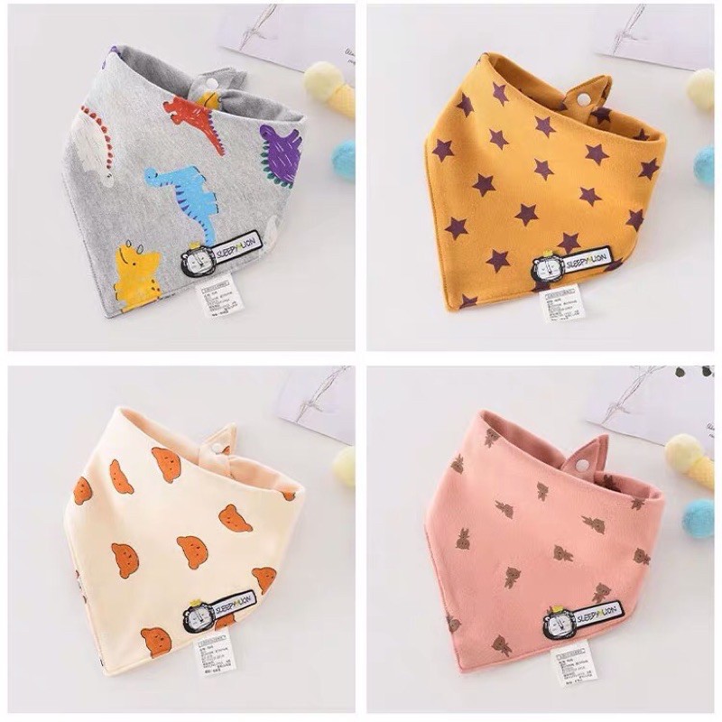 Set 4 yếm tam giác quàng cổ giữ ấm -Yếm lau nước bọt cho bé chất liệu cotton