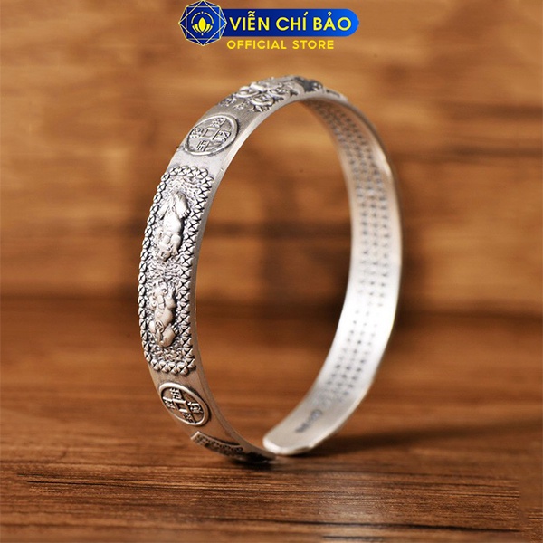 Kiềng tay bạc nam nữ Tỳ Hưu Thiên Lộc kim tiền may mắn chất liệu bạc Thái S925 thương hiệu Viễn Chí Bảo L100601