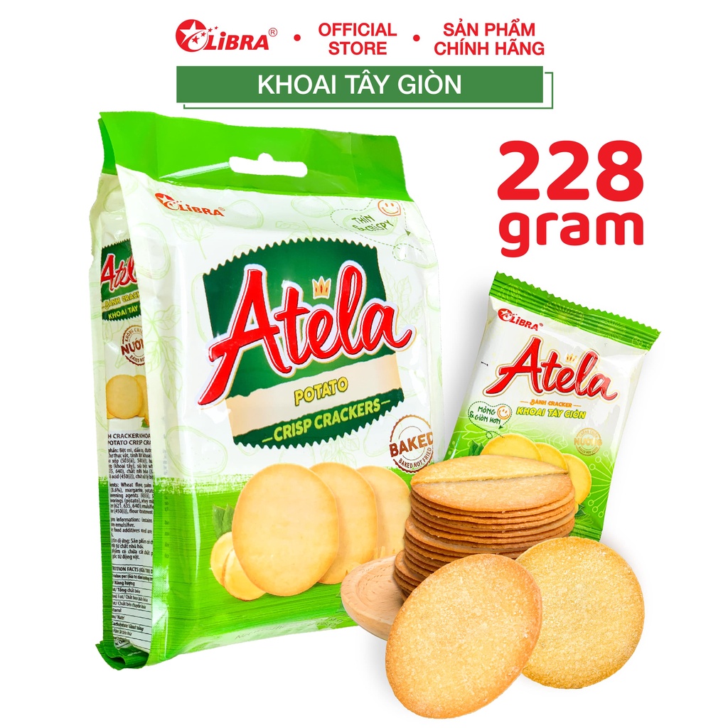 Bánh khoai tây cracker LIBRA đồ ăn vặt dinh dưỡng snack potato mặn giòn gói 228g