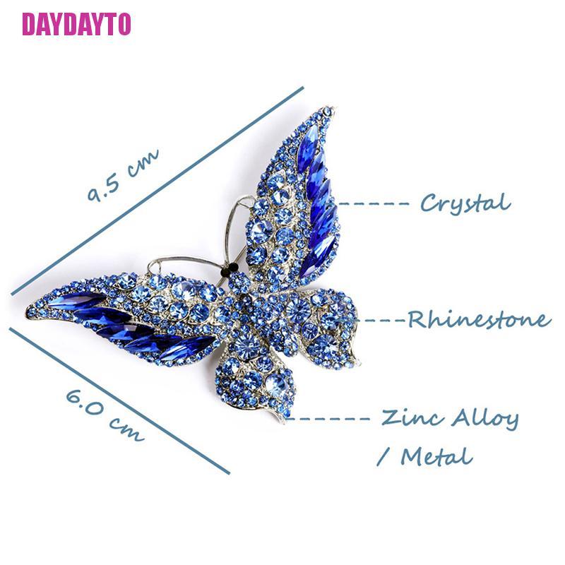 Ghim Cài Áo Hình Bướm Đính Đá Pha Lê Sang Trọng Cho Nữ