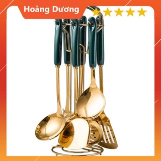 Bộ dụng cụ nhà bếp 7 món. Dụng cụ nhà bếp. Bộ dụng cụ nhà bếp 7 món bằng inox, mạ vàng, cán đá. hoangduongdecor