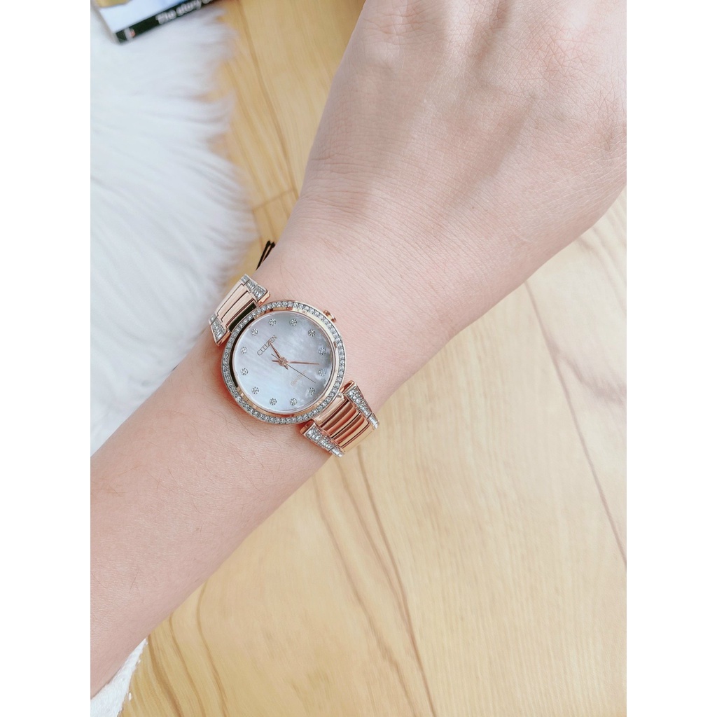 Đồng hồ nữ chính hãng Citizen EM0843-51D - Máy quartz pin năng lượng ánh sáng - Kính cứng